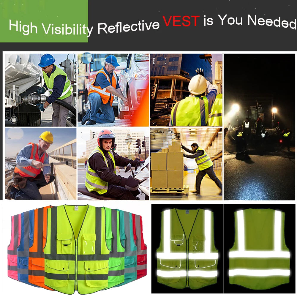 Reflective Safety Vest, Hi-Visibility, Construction, Work Uniform, ANSI Class 2