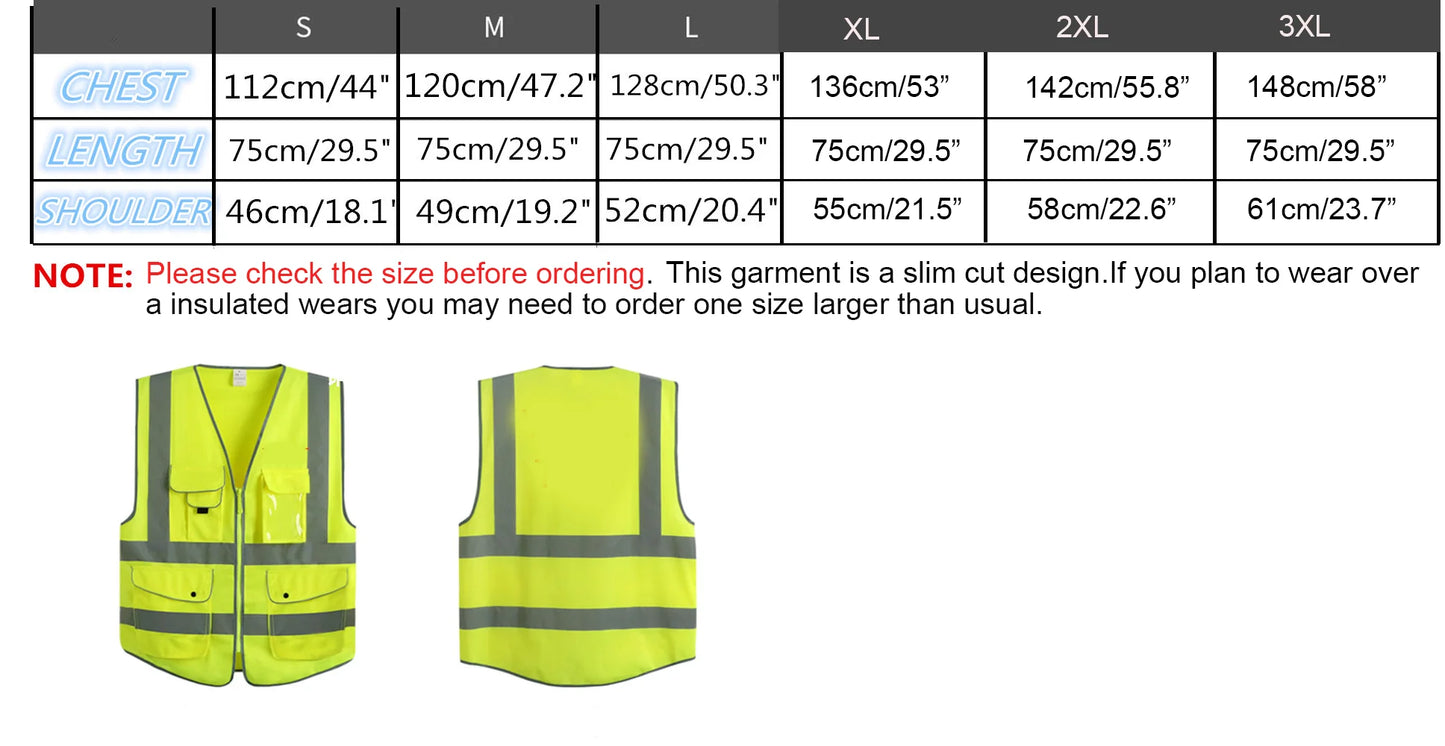 Reflective Safety Vest, Hi-Visibility, Construction, Work Uniform, ANSI Class 2