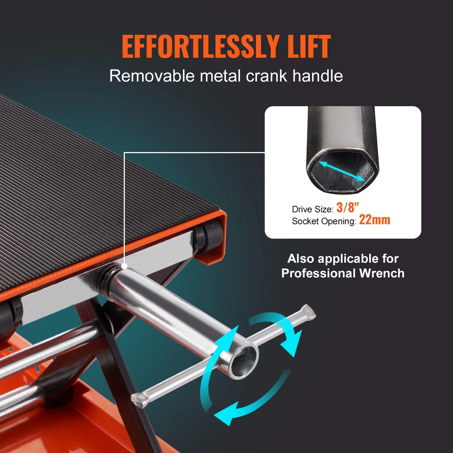 Motorcycle Scissor Lift Jack with Wide Deck & Safety Pin, 350/1100/1500 LBS Capacity