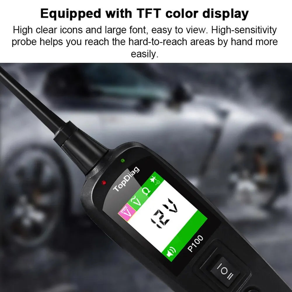 Topdiag P100 Automotive Circuit Tester  Voltage Battery Test AC DC 12V 24V Car Diagnostic Tool