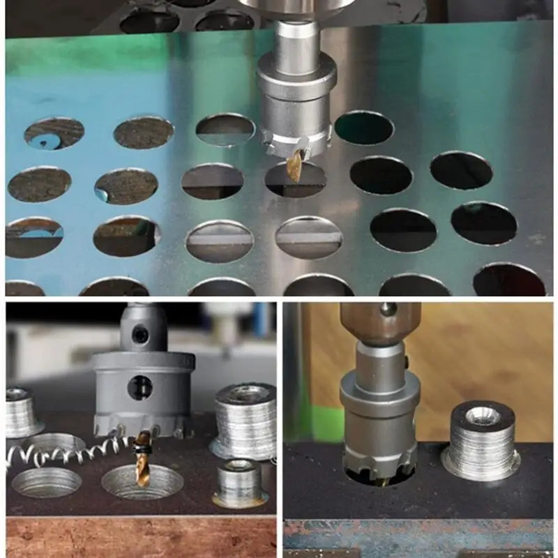 TCT Hole Saw Drill Bits Alloy Carbide Cobalt Steel Cutter Stainless Steel Plate Iron Metal Cutting Kit Drillforce 12-200mm