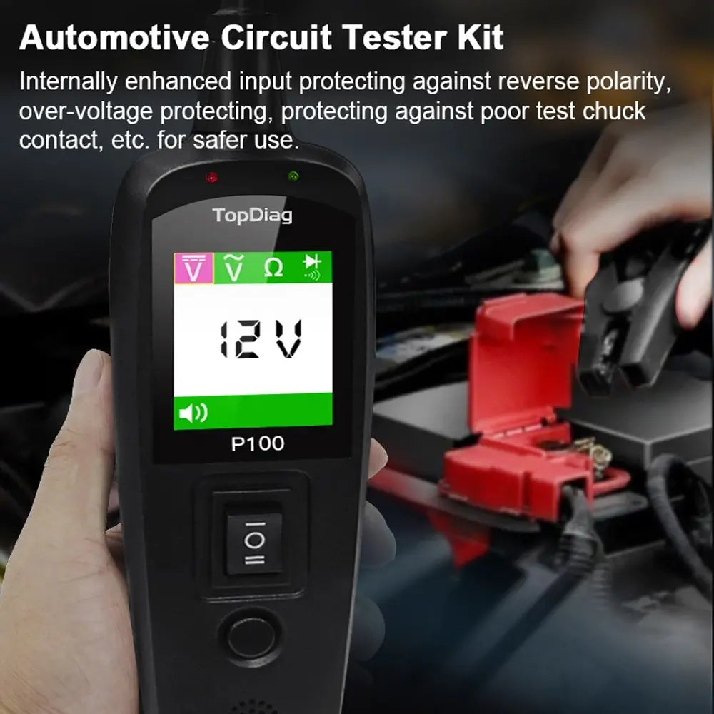 Topdiag P100 Automotive Circuit Tester  Voltage Battery Test AC DC 12V 24V Car Diagnostic Tool