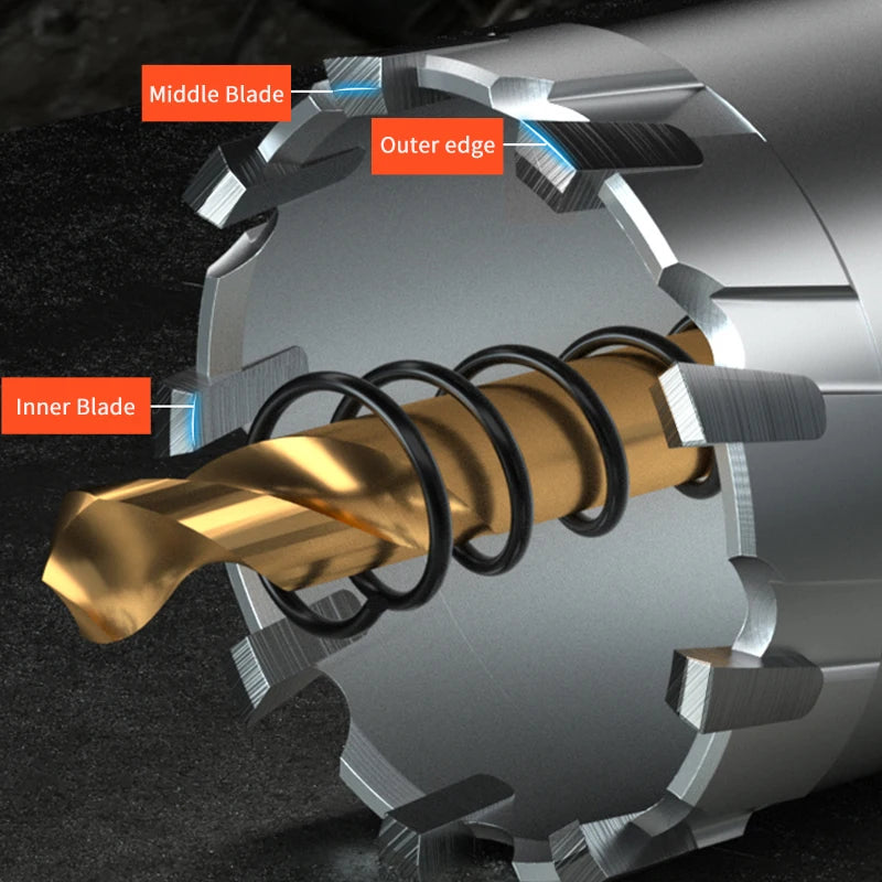 HUHAO TCT Hole Saw Drill Bit for Stainless Steel Metal Cup Saw 5A Tungsten Carbide Hole Cutter Tool Drilling Dia 12MM to 42MM