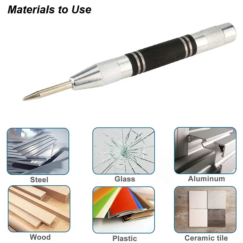 Automatic Center Punch Kerner Woodworking Metal Puncher Steel Hole Self Pin Mark Spring Loaded Dent Marker Hand Tool Carpenter