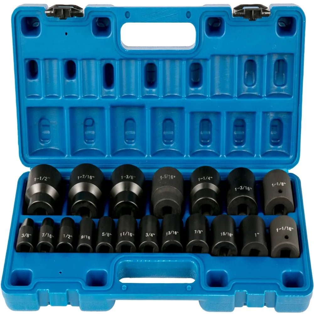 19-Piece Impact Socket Kit,  Standard SAE (3/8" to 1-1/2")