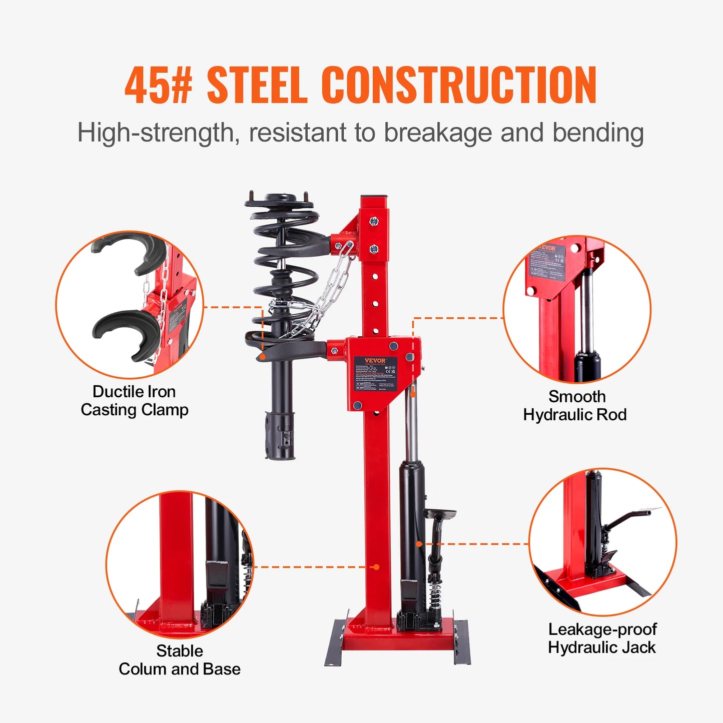 VEVOR Strut Spring Compressor 4.5 Ton / 9920 LBS Hydraulic Jack 1 Ton Rated Compression Force Auto Strut Coil Spring Compressor