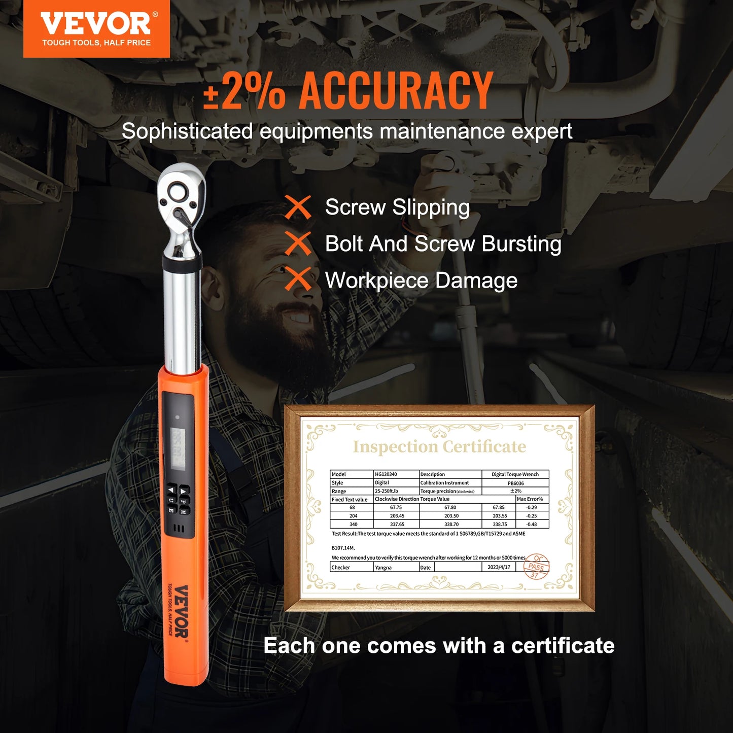 3/8"&1/2" Drive, Digital Torque Wrench Kit, 3.7-37/25-250ft.lb Accurate Range