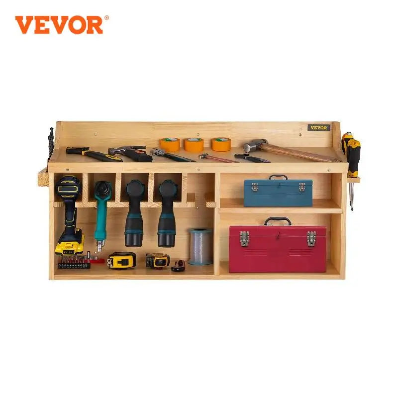 VEVOR 2/4-Shelf Wall-Mounted Hardware Tool Organizers Cabinet 5/10 Slots Hammer Drill Charging Station Garage Power Tool Holder