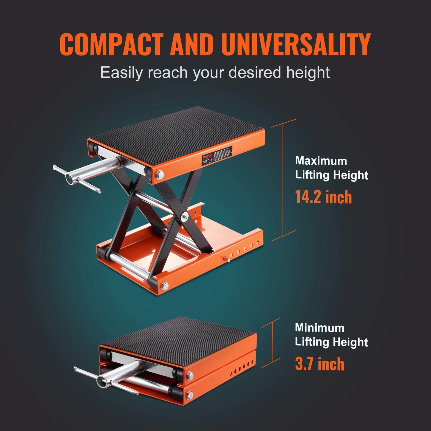 Motorcycle Scissor Lift Jack with Wide Deck & Safety Pin, 350/1100/1500 LBS Capacity