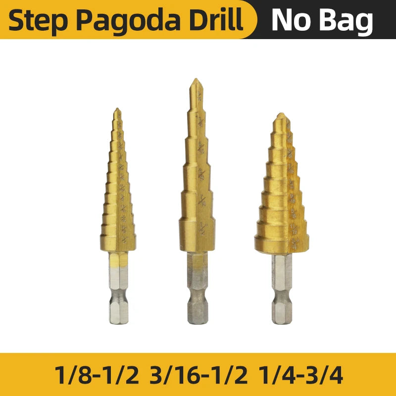 HSS Titanium Step Drill Bit  High Speed Stepped Drill Set Saw Drill Tools Conical Stage Drill For Metal Wood 4-12 4-20 4-32mm