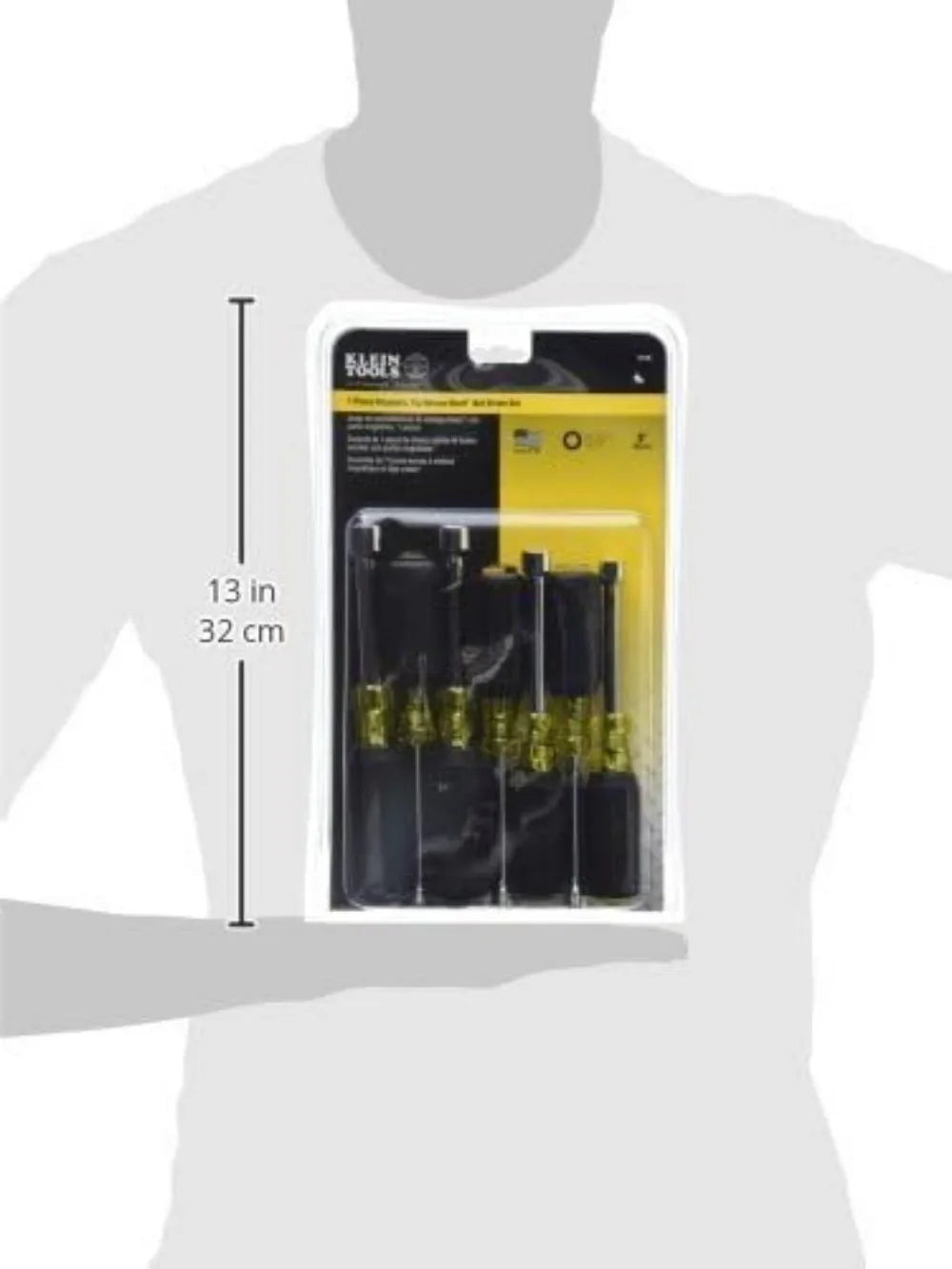 Klein Tools 631M Tool Set, Magnetic Nut Drivers Sizes 3/16, 1/4, 5/16, 11/32, 3/8, 7/16 and 1/2-Inch on 3-Inch Full Hollow Shaft