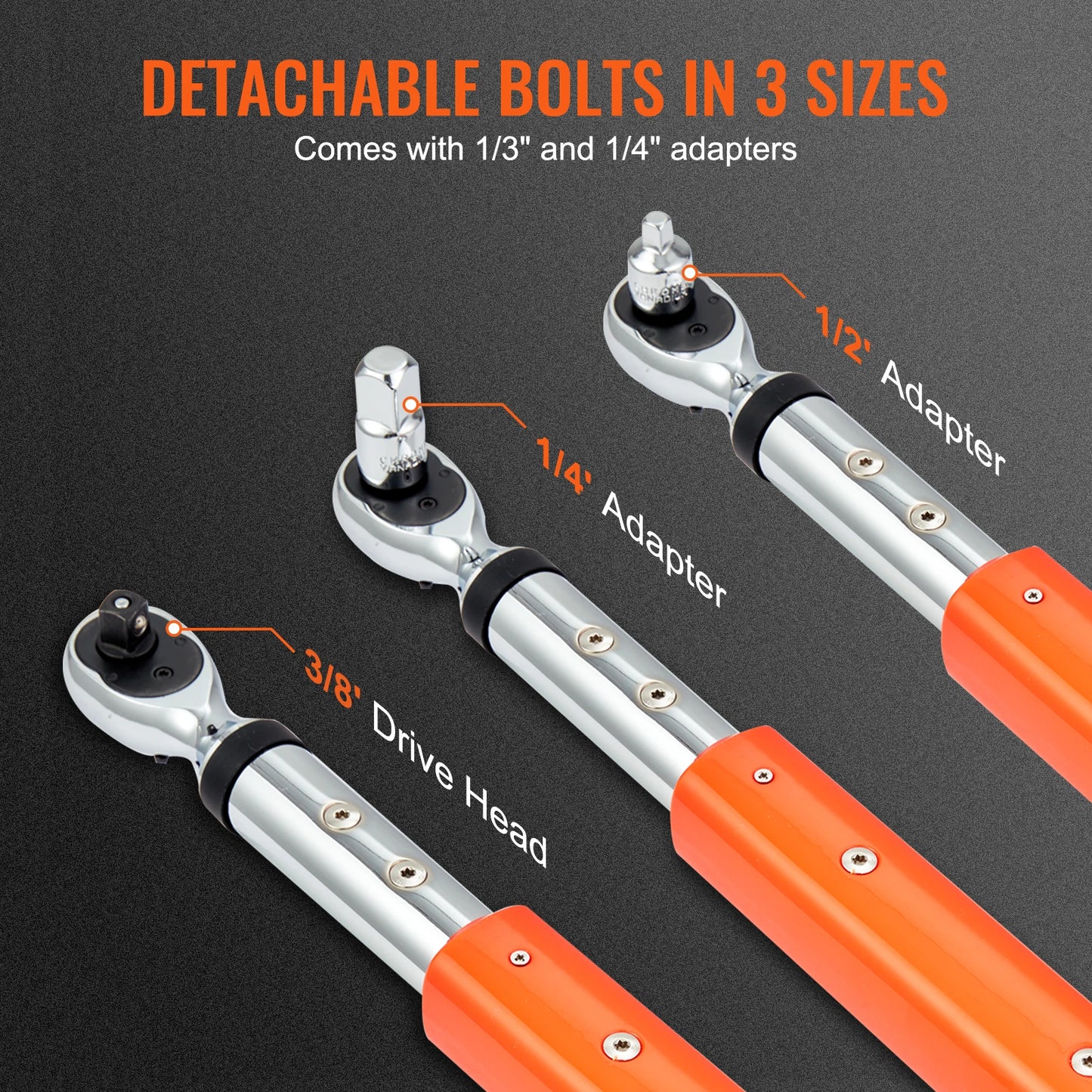 3/8"&1/2" Drive, Digital Torque Wrench Kit, 3.7-37/25-250ft.lb Accurate Range