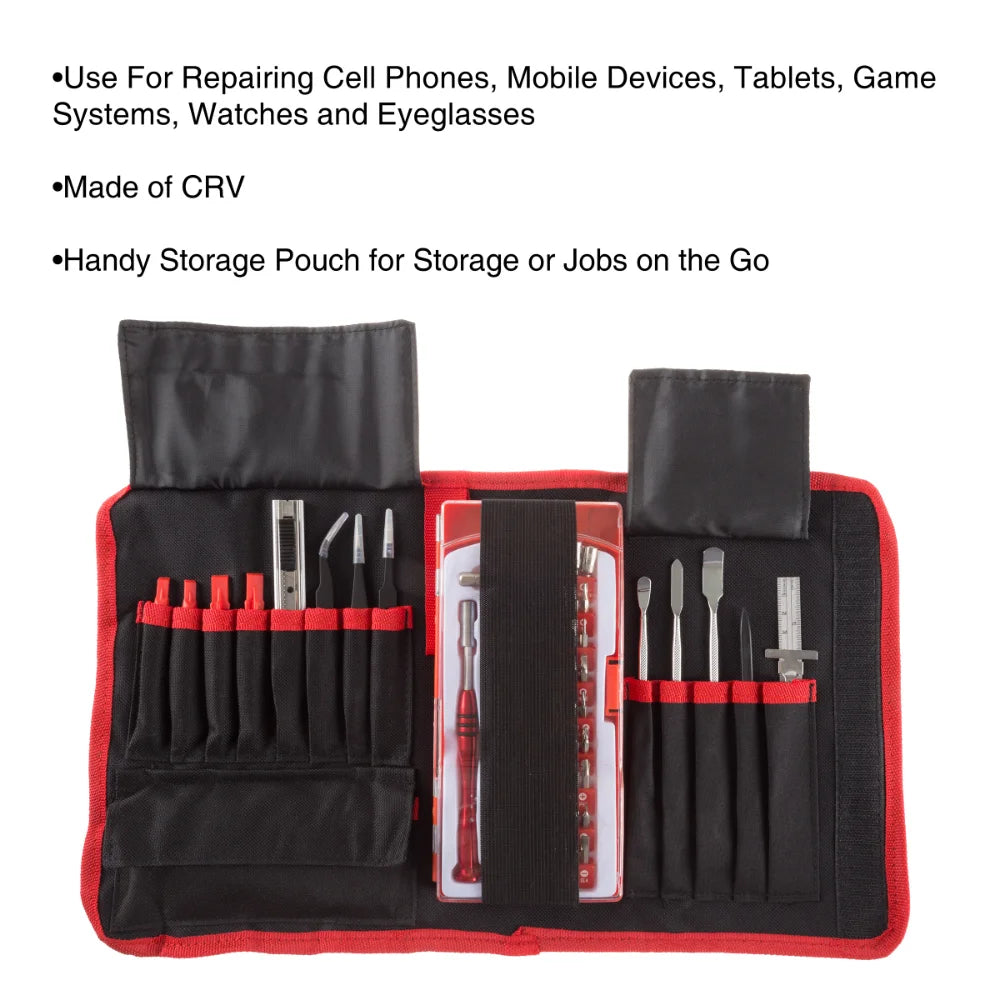 Electronic Repair Tech Tool Kit- 70 Piece Set with Precision Screwdriver, Bits Tweezers and More For Repairing Cell Phone/Tablet