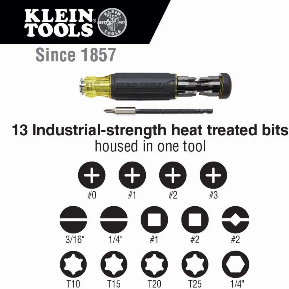 Klein Tools 80083 Impact Driver Kit with 7-in-1 Impact Flip Socket and 14-in-1 Multi-Bit Adjustable Length Screwdriver, 2-Piece