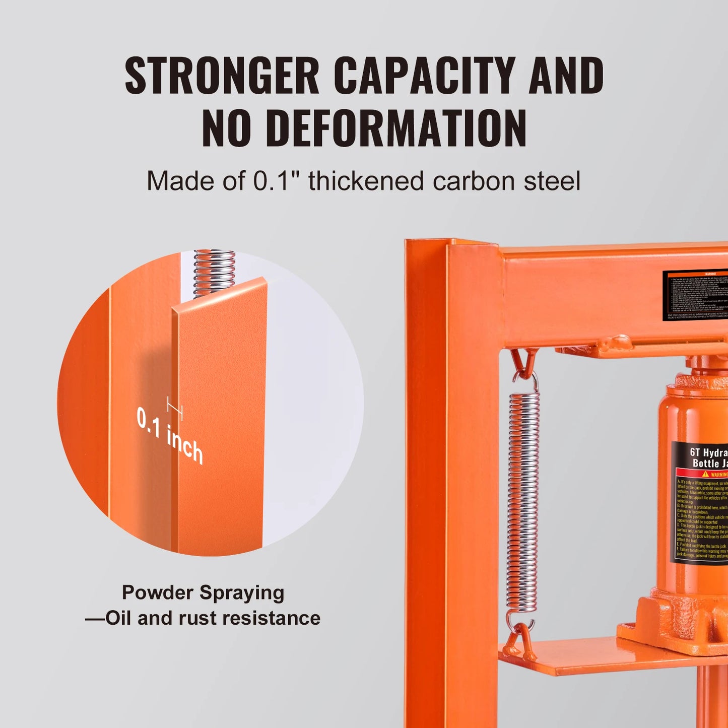 VEVOR 6/12 Ton Hydraulic H-Frame Garage Floor Adjustable Shop Press with Plates 6T/12T Orange for Garages or Professional Shops