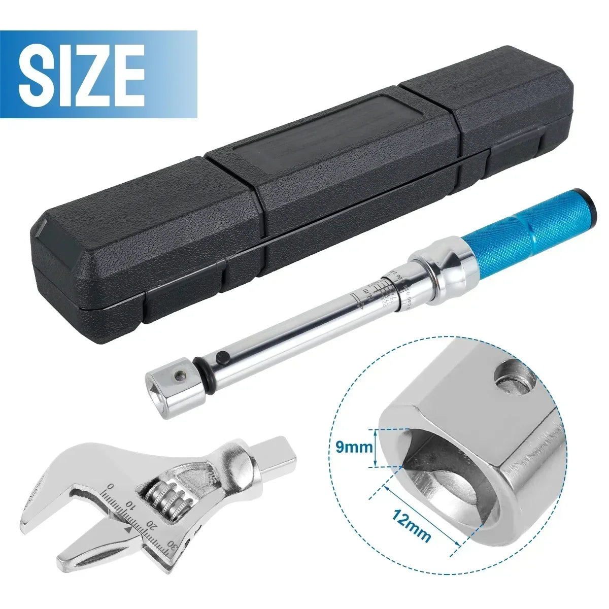 Digital Adjustable Torque Wrench Steel Open End Interchangeable Head Torque Wrench Spanner Hand Tools for Bicycle Car Repair