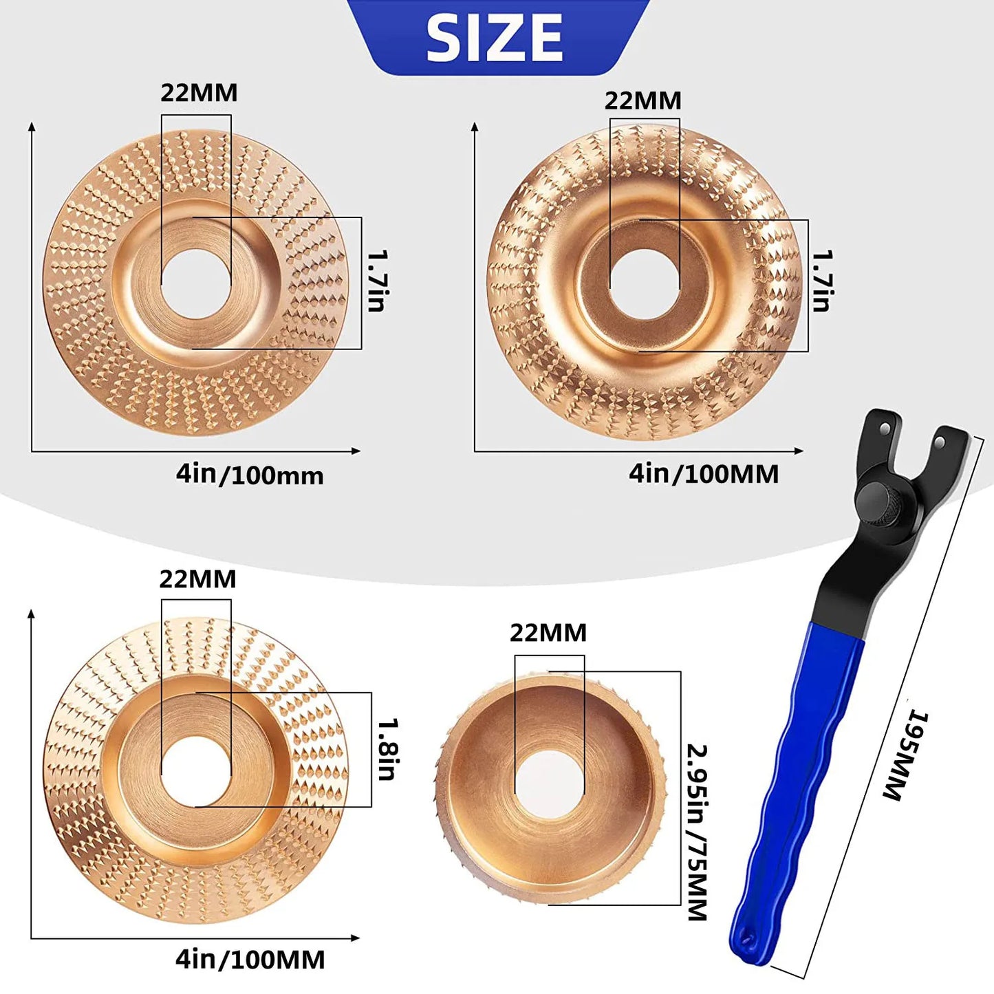 Wood Carving Disc Tool Milling Cutter Wood Grinding Polishing Wheel Rotary Disc Sanding Wood Carving Tool for Angle Grinder