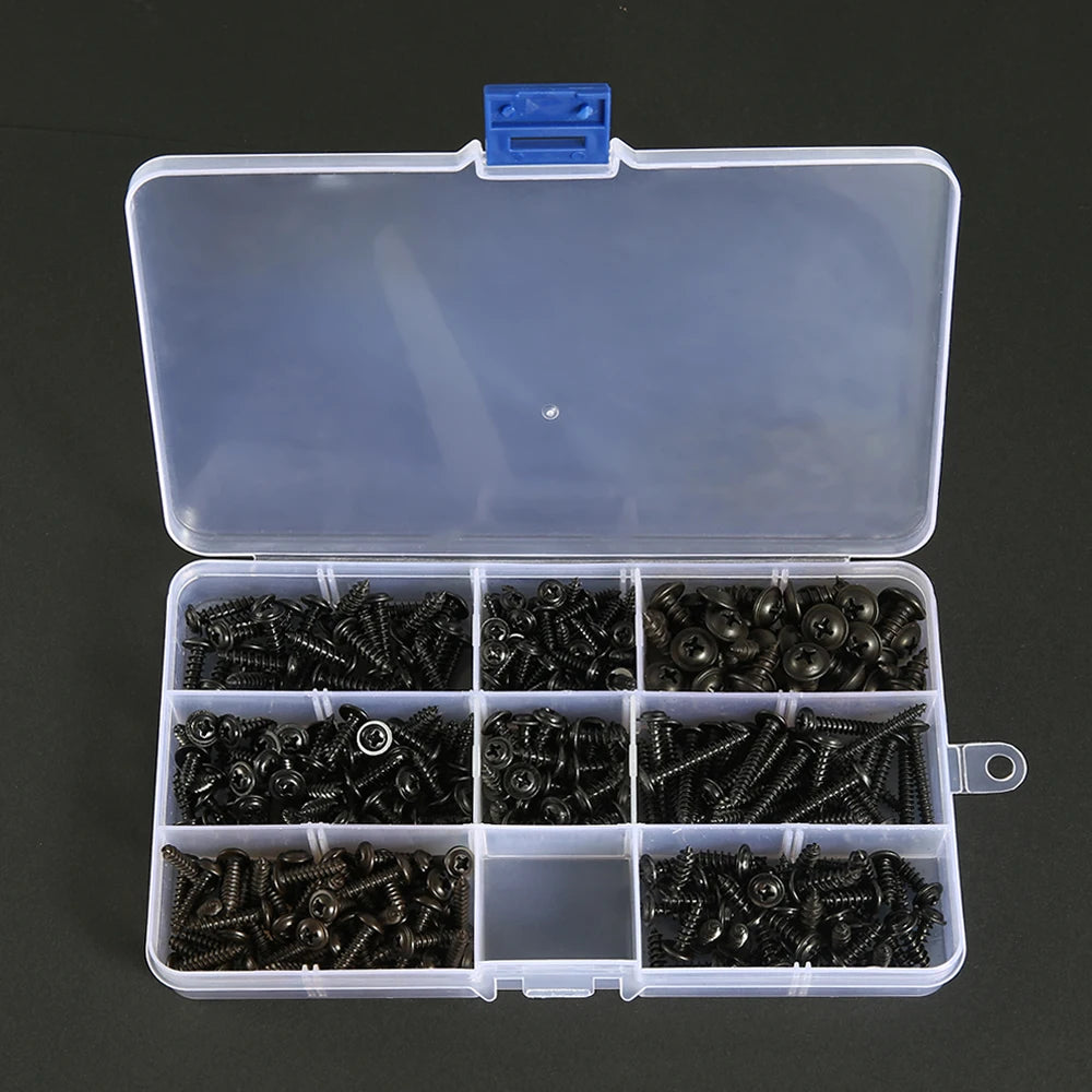 M2 M3 M4 M5 Hex Socket Screw Set Carbon Steel Flat Round Cap Head Screws Bolts and Nuts Assortment Kit with Storage Box