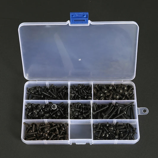 M2 M3 M4 M5 Hex Socket Screw Set Carbon Steel Flat Round Cap Head Screws Bolts and Nuts Assortment Kit with Storage Box