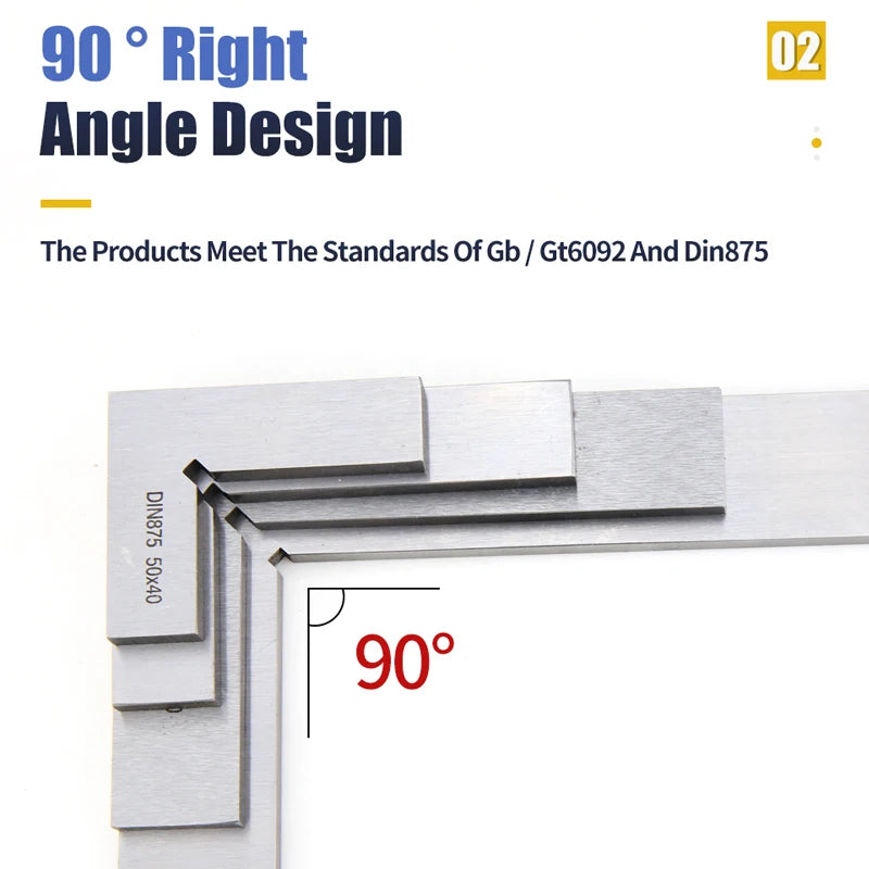 90 Degree Flat Edge Square Ruler Carpentry Square Metal Angle Measuring Tool Multi Carpentry Square Woodworking Tools Try Square